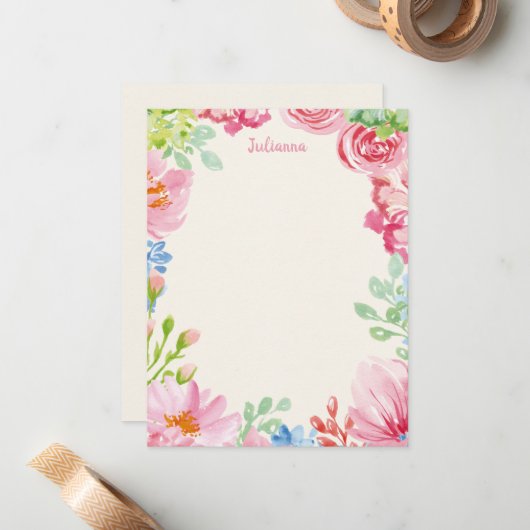 スタイリッシュフローラ絵画色パーソナライズされた ノートカード (正面/裏面インサイチュ)