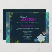 スタイリッシュフローラSweet sixteen 招待状 (正面/裏面)