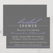 スタイリッシュブライダルシャワー招待状（紫） 招待状 (正面/裏面)