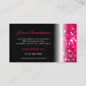 スタイリッシュブラックピンクきらめくグリッターイニシャルシック 名刺 (裏面)