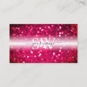 スタイリッシュブラックピンクきらめくグリッターイニシャルシック 名刺 (正面)