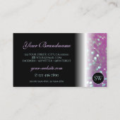 スタイリッシュブラックピンクティール（緑がかった色）きらめくグリッターイニシャル 名刺 (裏面)