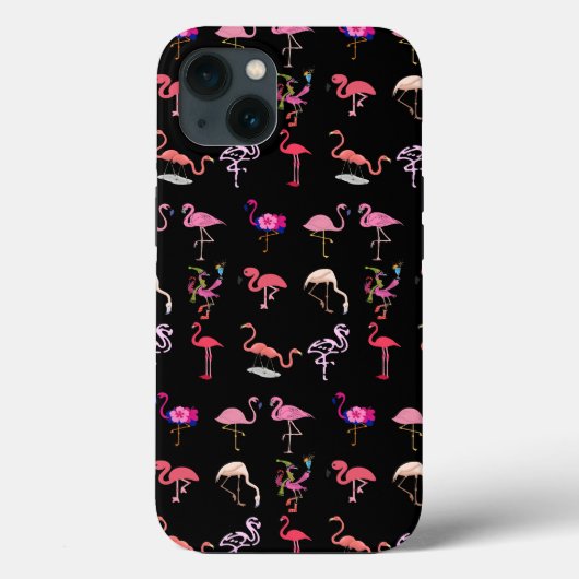 スタイリッシュブラックピンクフラミンゴスキュート赤ちゃん動物シック Case-Mate iPhoneケース (裏面)