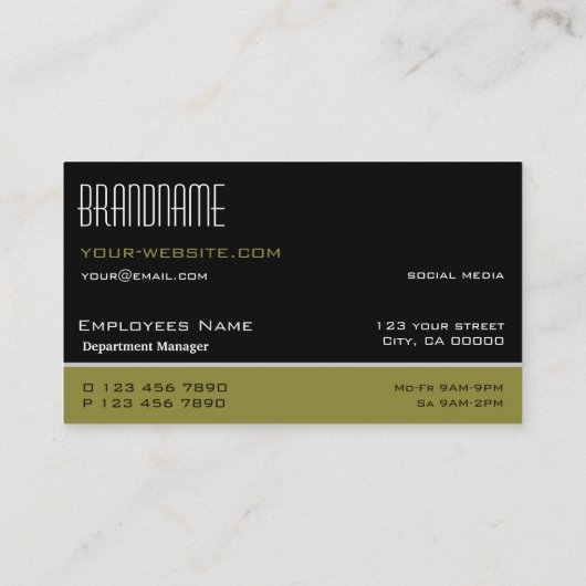 スタイリッシュブラックマスタードシンプルプロフェッショナル 名刺 (裏面)