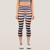 スタイリッシュブラック&ピンクモノグラムストライプ カプリレギンス (正面)