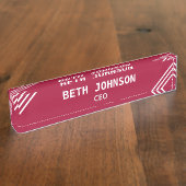 スタイリッシュブルゴーニュとホワイトデスクの名前プレート デスクネームプレート (側面)