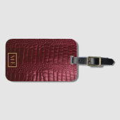 スタイリッシュブルゴーニュのワニモノグラムの模様 ラゲッジタグ (正面横)