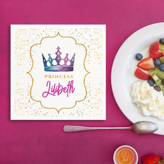 スタイリッシュプリンセスカラフルクラウンティアラ水の色 スタンダードカクテルナプキン