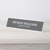 スタイリッシュプロフェッショナルグレーホワイトミニマリストデスク デスクネームプレート (正面)