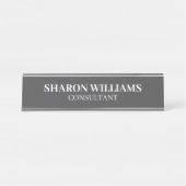 スタイリッシュプロフェッショナルグレーホワイトミニマリストデスク デスクネームプレート (正面)