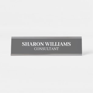 スタイリッシュプロフェッショナルグレーホワイトミニマリストデスク デスクネームプレート