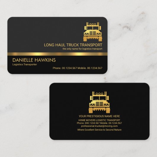 スタイリッシュプロフェッショナルグレーレイヤー金ゴールドライントラック 名刺 (正面/裏面)