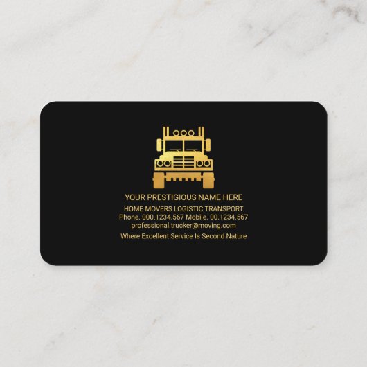 スタイリッシュプロフェッショナルグレーレイヤー金ゴールドライントラック 名刺 (裏面)