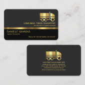 スタイリッシュプロフェッショナルグレーレイヤ金ゴールドライントラック装置 名刺 (正面/裏面)