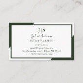 スタイリッシュプロフェッショナルシンプルモノグラムミニマルグリーン 名刺 (裏面)