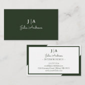 スタイリッシュプロフェッショナルシンプルモノグラムミニマルグリーン 名刺 (正面/裏面)