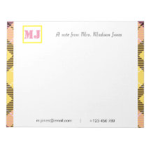 スタイリッシュプロフェッショナルスクリプト名モノグラムタータンチェック