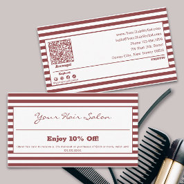 スタイリッシュプロフェッショナルストライプのヘアサロン10% 割引カード