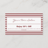 スタイリッシュプロフェッショナルストライプのヘアサロン10% 割引カード (正面)