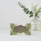 スタイリッシュプロフェッショナルパーム葉，木のテクスチャ 名刺 (スタンド正面)