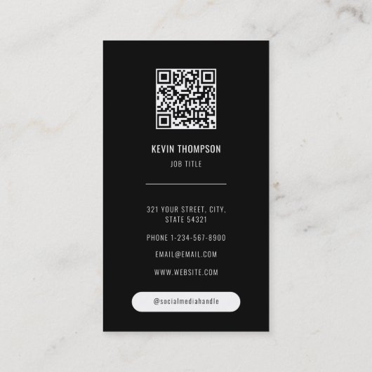 スタイリッシュプロフェッショナルフォトビジネスロゴQRコード 名刺 (裏面)