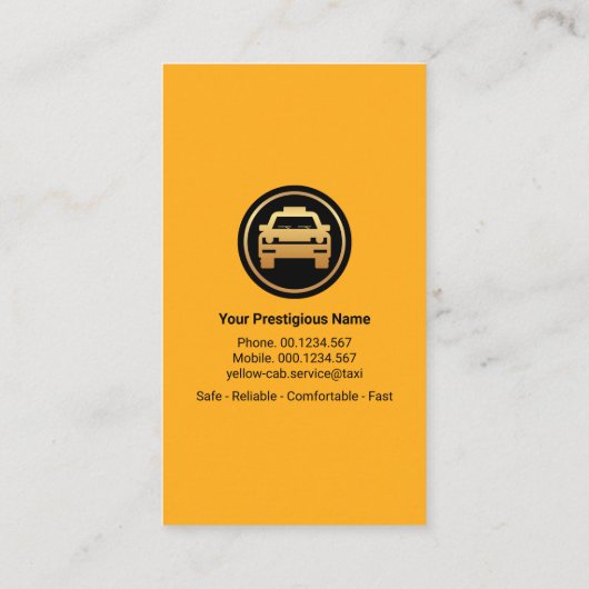スタイリッシュプロフェッショナルブルーイエロータクシー 名刺 (裏面)