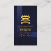 スタイリッシュプロフェッショナルブルーチェック金ゴールド 名刺 (裏面)