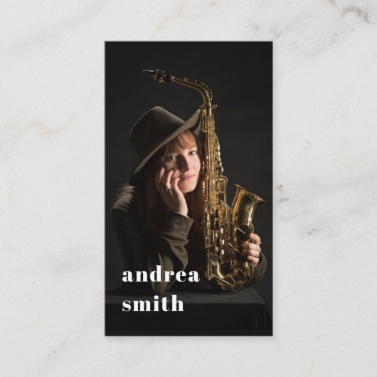スタイリッシュプロフェッショナルミュージシャンフォトブミニマルルー 名刺 (正面)