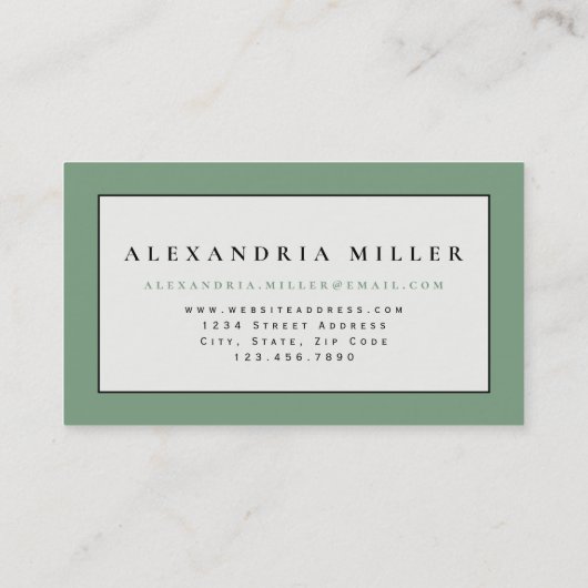 スタイリッシュプロフェッショナル自然禅水色 |ミント 名刺 (裏面)