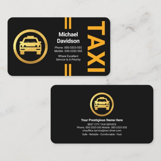 スタイリッシュプロフェッショナル黄色の線 名刺 (正面/裏面)