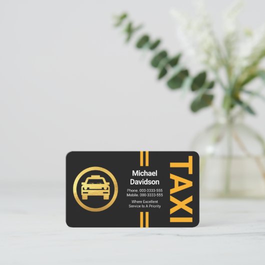 スタイリッシュプロフェッショナル黄色の線 名刺 (スタンド正面)