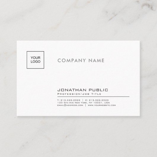 スタイリッシュプロフェッショナル ロゴ入りプレーン企業 名刺 (正面)