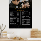 スタイリッシュヘアカット、メンズ理容師価格表 ポスター (キッチン)