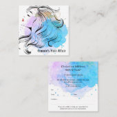 スタイリッシュヘアスタイリストアポイントメント水彩スプラッシュ スクエア名刺 (正面/裏面)