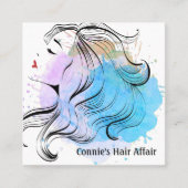スタイリッシュヘアスタイリストアポイントメント水彩スプラッシュ スクエア名刺 (正面)