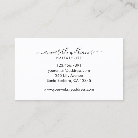 スタイリッシュヘアスタイリスト金ゴールド&ブラック 名刺 (裏面)