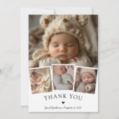 スタイリッシュベビー写真コラージュモダンありがとう サンキューカード (正面)