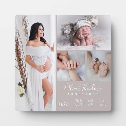 スタイリッシュベビー写真家の記念物ベージュ フォトプラーク (正面)