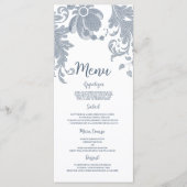 スタイリッシュホワイトマーブブルーフローラレース結婚のメニュー プログラム (正面)