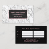 スタイリッシュホワイトマーブルバラ金ゴールドアポイントメント 予約カード (正面/裏面)