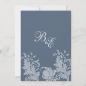 スタイリッシュホワイトメイブブルーフローラレースありがとう 招待状 (裏面)