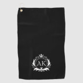 スタイリッシュホワイトラグジュアリーフレーム&クラウン ゴルフタオル (正面)