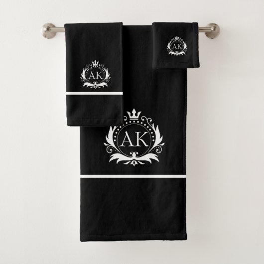 スタイリッシュホワイトラグジュアリーフレーム&クラウン バスタオルセット (インサイチュ)