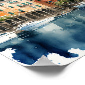 スタイリッシュポルトフィノItalyウォーター絵を描カラー ポスター (角)