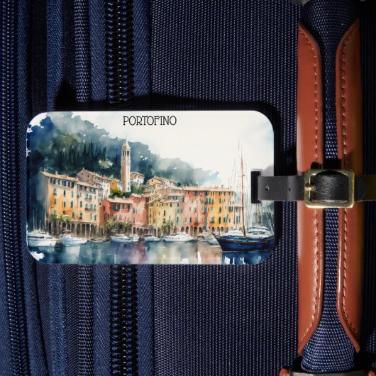 スタイリッシュポルトフィノItalyウォーター絵を描カラー ラゲッジタグ (正面インサイチュ4)