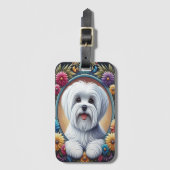 スタイリッシュマルチーズドッグフローラカラフル縁ど ラゲッジタグ (正面縦)