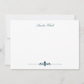 スタイリッシュマルーンティール(緑がかった色)フローラ ノートカード (正面)