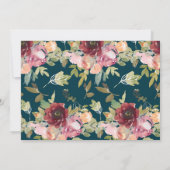 スタイリッシュマルーンティール(緑がかった色)フローラ ノートカード (裏面)