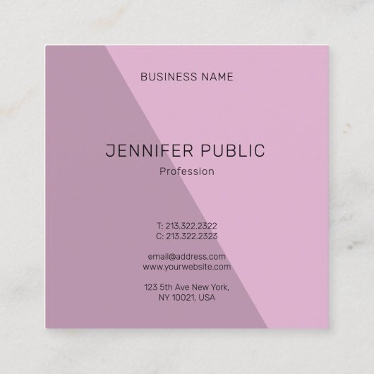 スタイリッシュミニマエレガントリスト紫テンプレートモダン スクエア名刺 (裏面)
