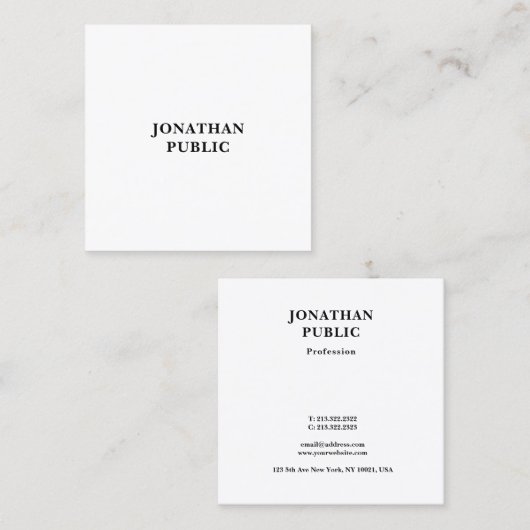 スタイリッシュミニマモダンリストテンプレートエレガントトレンディー スクエア名刺 (正面/裏面)
